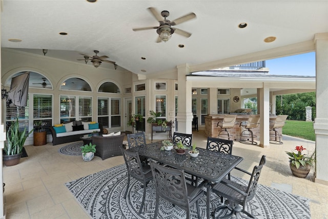 9611 Stonebridge Pl, Tomball, TX 77375 - view of patio / terrace with outdoor lounge area, a ceiling fan, and outdoor dining area
