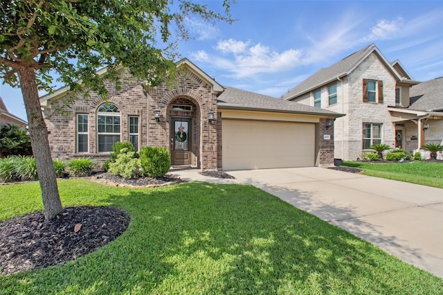4609 Autumn Morning Dr, Spring, TX 77386 - traditional home featuring an attached garage, brick siding, driveway, and a front yard