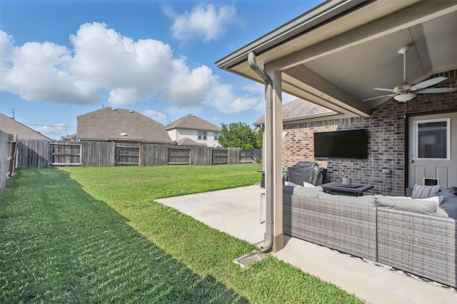 4609 Autumn Morning Dr, Spring, TX 77386 - view of yard featuring a ceiling fan, a patio area, and an outdoor hangout area
