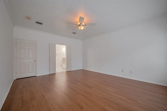 11943 Natural Bridges Ln, Sugar Land, TX 77498 - unfurnished room with a ceiling fan, wood finished floors, crown molding, and baseboards