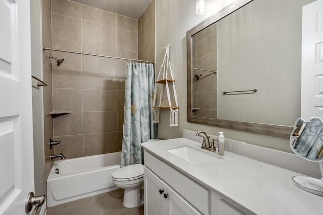 2715 Merlin Way, Katy, TX 77493 - bathroom featuring vanity, shower / bath combination with curtain, toilet, and tile patterned flooring