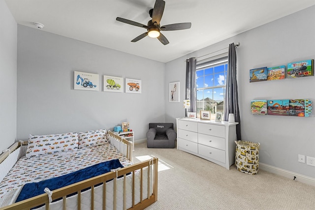 2603 Open Prairie Ln, Katy, TX 77493 - bedroom with light colored carpet, baseboards, and ceiling fan