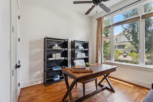 815 E 27th St, Houston, TX 77009 - office space with wood finished floors, ceiling fan, and baseboards