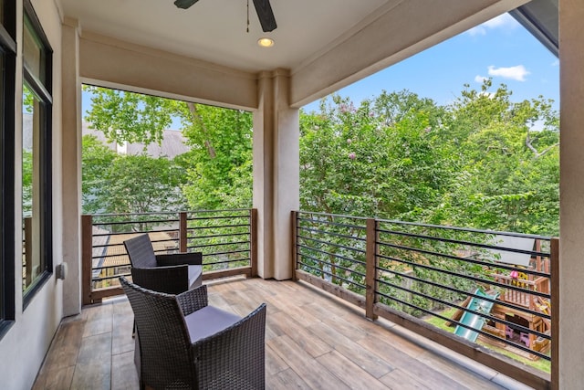 815 E 27th St, Houston, TX 77009 - deck featuring a ceiling fan