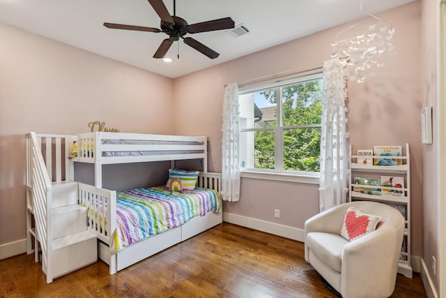 815 E 27th St, Houston, TX 77009 - bedroom featuring baseboards, wood finished floors, a ceiling fan, and recessed lighting