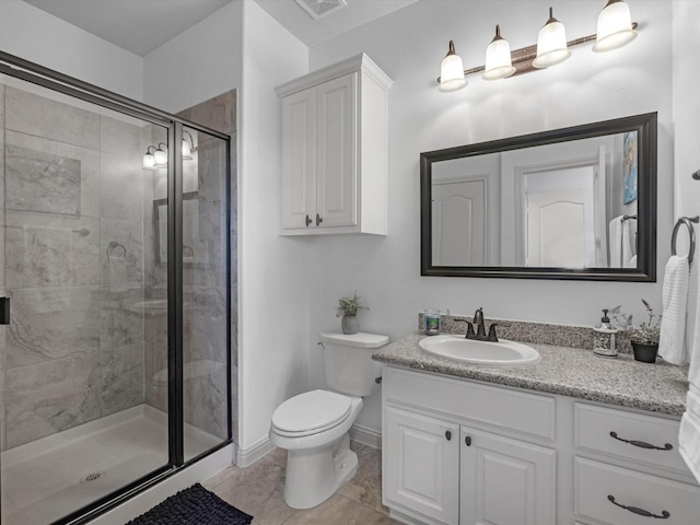 19003 Cove Manor Dr, Cypress, TX 77433 - full bath with toilet, vanity, a shower stall, and tile patterned flooring
