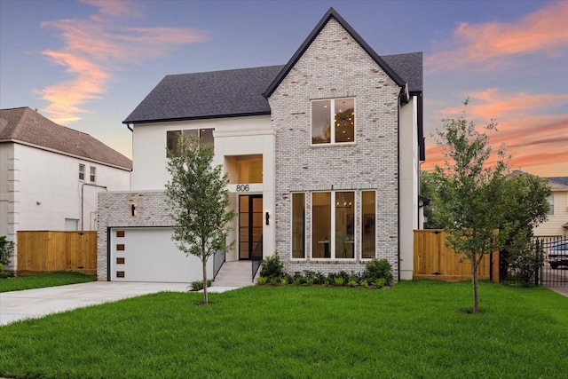 806 Holton St, Bellaire, TX 77401 - modern home with brick siding, driveway, a garage, and a shingled roof