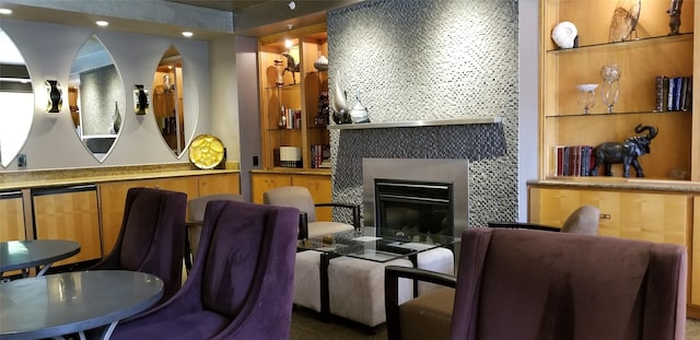 3505 Sage Rd Unit 1807, Houston, TX 77056 - sitting room featuring recessed lighting and a tiled fireplace