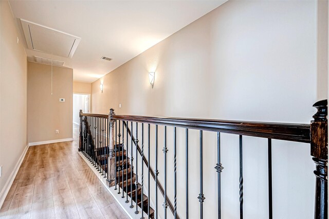 6702 Utah St, Houston, TX 77091 - hall with attic access, light wood-type flooring, and baseboards