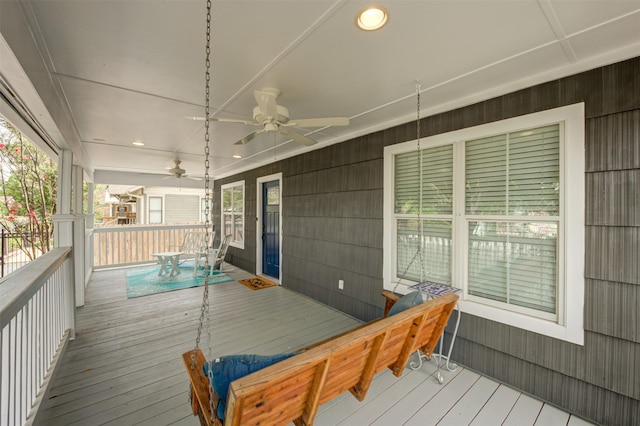502 Enid St, Houston, TX 77009 - deck featuring a ceiling fan