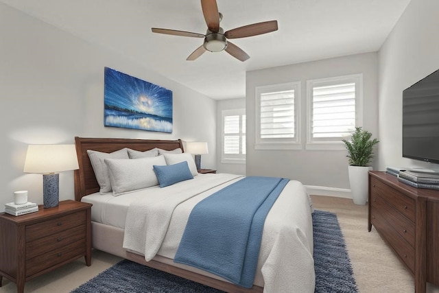 6602 Rochester Lake Loop, Katy, TX 77493 - bedroom with ceiling fan, light carpet, and baseboards