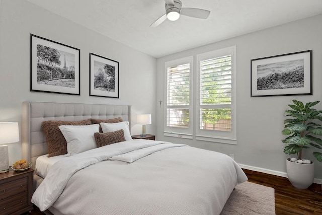 6602 Rochester Lake Loop, Katy, TX 77493 - bedroom featuring dark wood-style flooring, baseboards, and a ceiling fan