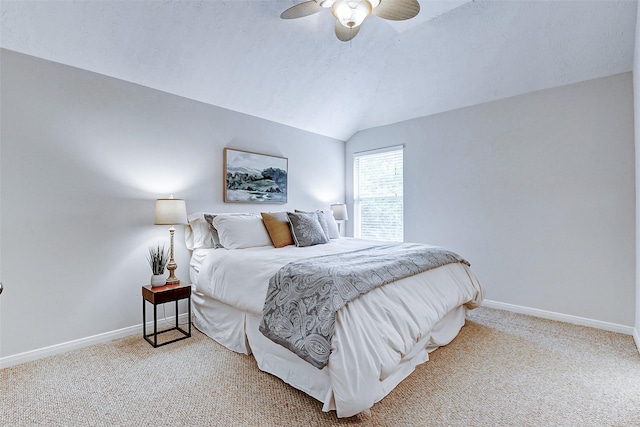 2102 Ivy Cove Ct, Katy, TX 77494 - bedroom featuring baseboards, lofted ceiling, carpet, and a ceiling fan