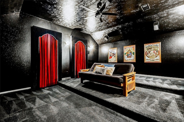 2102 Ivy Cove Ct, Katy, TX 77494 - carpeted home theater with vaulted ceiling