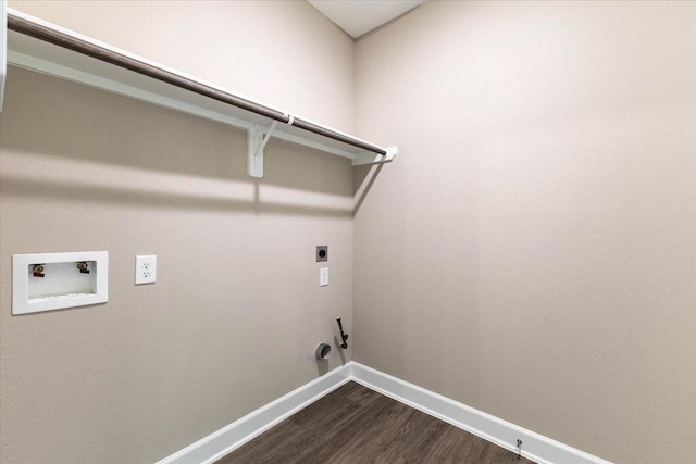 6507 Radcliffe St, Houston, TX 77091 - laundry area featuring hookup for a washing machine, hookup for a gas dryer, baseboards, electric dryer hookup, and dark wood-style floors