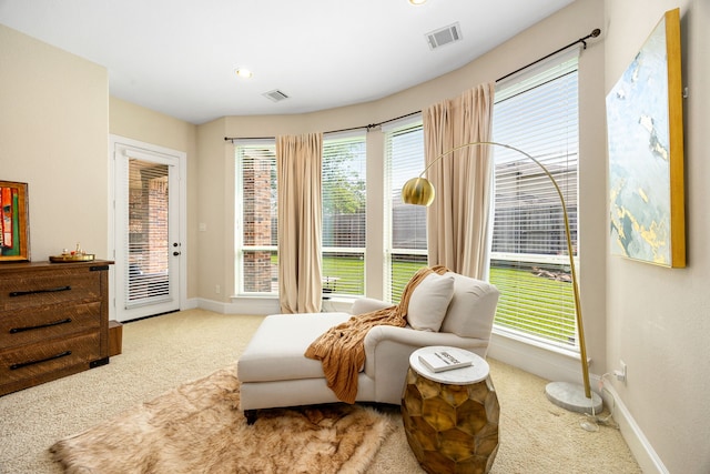 6019 Majestic Pines Dr, Houston, TX 77345 - sitting room featuring carpet flooring, baseboards, and plenty of natural light