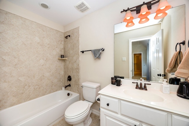 6019 Majestic Pines Dr, Houston, TX 77345 - full bath featuring toilet, vanity, tub / shower combination, and baseboards