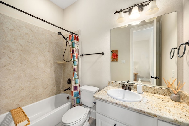 6019 Majestic Pines Dr, Houston, TX 77345 - bathroom with shower / tub combo, vanity, and toilet