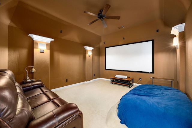 6019 Majestic Pines Dr, Houston, TX 77345 - carpeted cinema with ceiling fan and baseboards