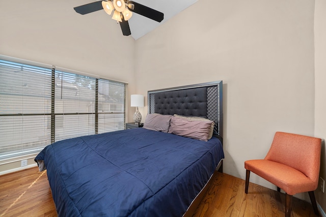 3002 Ashford Oak Dr, Houston, TX 77082 - bedroom featuring wood finished floors, a ceiling fan, and high vaulted ceiling