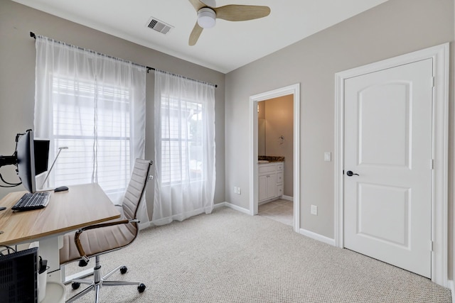 1540 Lawrence St, Houston, TX 77008 - office space with ceiling fan, light carpet, and baseboards