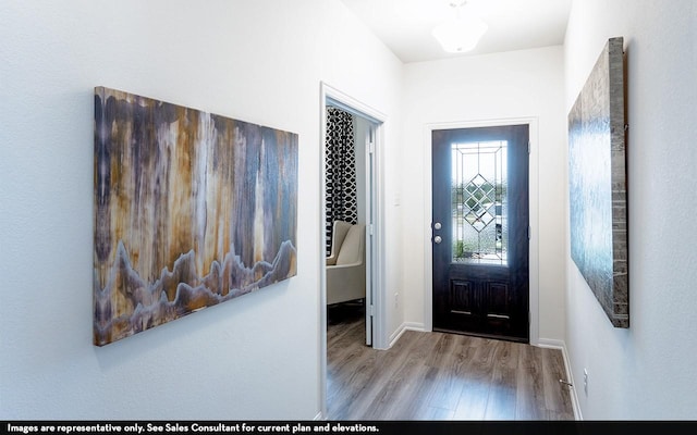 703 French Lavender Ln, Crosby, TX 77532 - foyer featuring wood finished floors and baseboards