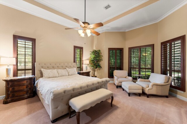 4022 Hidden Winds Dr, Spring, TX 77386 - bedroom featuring carpet floors, multiple windows, and crown molding