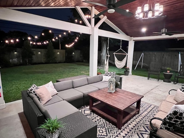 10207 Chatterton Dr, Houston, TX 77043 - view of patio featuring outdoor lounge area and ceiling fan