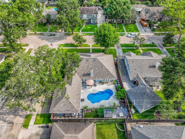 963 Thornton Rd, Houston, TX 77018 - aerial perspective of suburban area featuring a pool