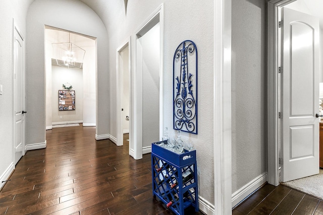 27511 Becketts Knoll Ct, Katy, TX 77494 - hall featuring hardwood / wood-style flooring, a chandelier, and baseboards