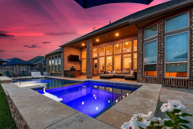 27511 Becketts Knoll Ct, Katy, TX 77494 - view of swimming pool with outdoor lounge area, an in-ground hot tub, and a patio area