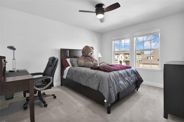 11930 Mccallister Run Dr, Humble, TX 77346 - bedroom with carpet flooring, baseboards, an office area, and a ceiling fan