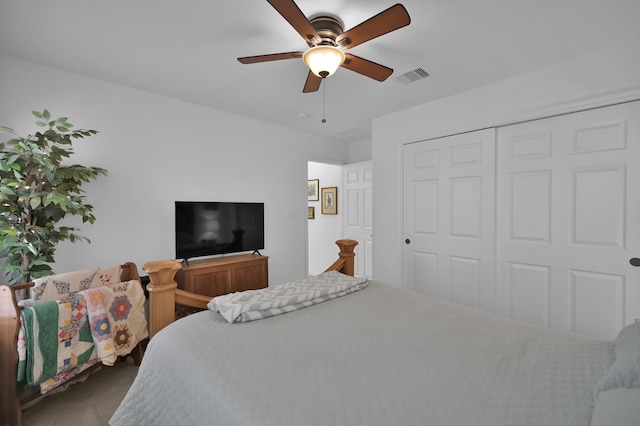 16923 Fondness Park Dr, Spring, TX 77379 - carpeted bedroom featuring a closet and a ceiling fan