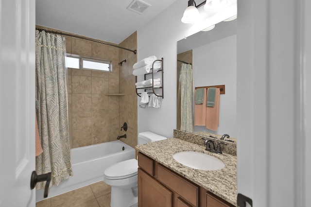 16923 Fondness Park Dr, Spring, TX 77379 - full bathroom featuring toilet, vanity, shower / bath combo, and tile patterned floors