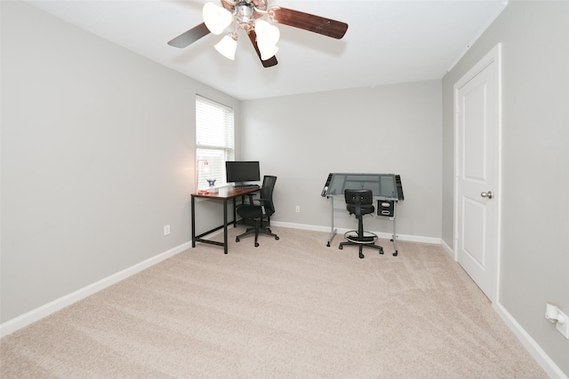 16826 Paynes Creek Dr, Cypress, TX 77433 - carpeted office with a ceiling fan and baseboards