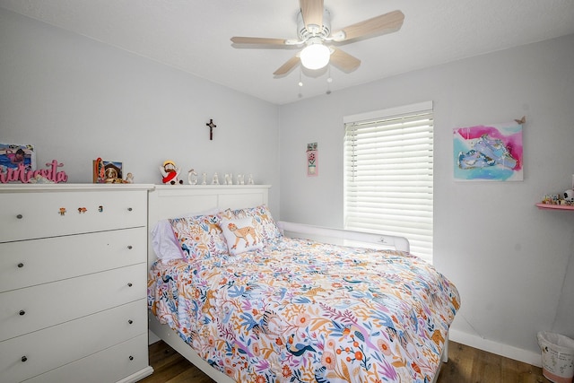 4623 Tealgate Dr, Spring, TX 77373 - bedroom featuring wood finished floors, baseboards, and ceiling fan