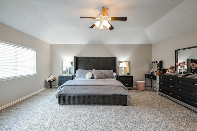 19727 Teller Blvd, Spring, TX 77388 - carpeted bedroom with baseboards, lofted ceiling, and ceiling fan