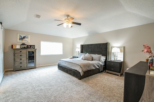 19727 Teller Blvd, Spring, TX 77388 - bedroom featuring light carpet, a textured ceiling, baseboards, and a ceiling fan