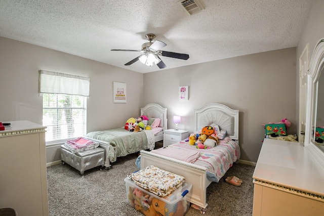 19727 Teller Blvd, Spring, TX 77388 - bedroom featuring carpet, a textured ceiling, a ceiling fan, and baseboards
