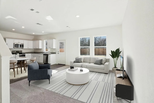 10238 Red Orchid Dr, Houston, TX 77016 - living area featuring recessed lighting and light wood-style flooring