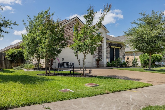 2532 Hailes Ln, College Station, TX 77845 - view of property hidden behind natural elements with concrete driveway, brick siding, and a front lawn