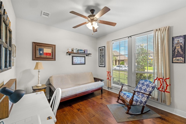 2532 Hailes Ln, College Station, TX 77845 - sitting room with baseboards, a ceiling fan, and wood finished floors