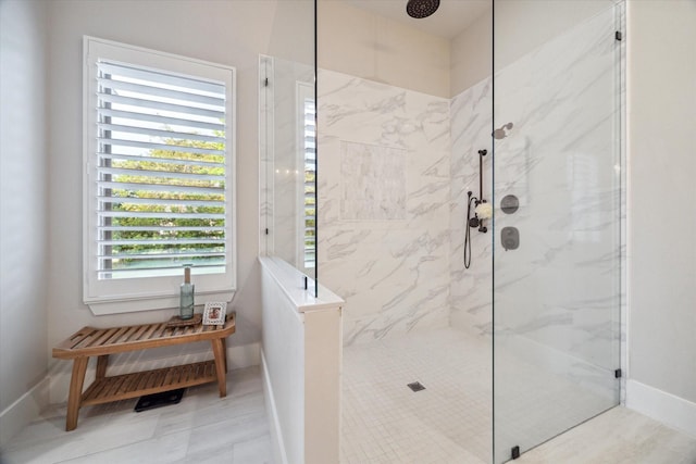 21319 Rosehill Church Rd, Tomball, TX 77377 - full bath with baseboards and a marble finish shower