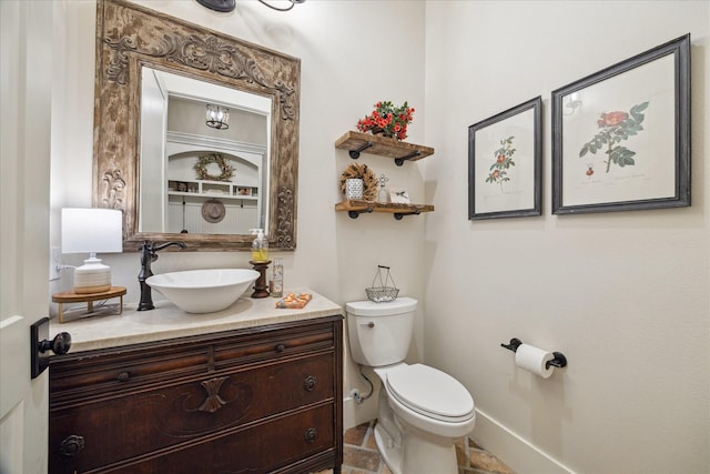 21319 Rosehill Church Rd, Tomball, TX 77377 - half bath featuring vanity, toilet, and baseboards