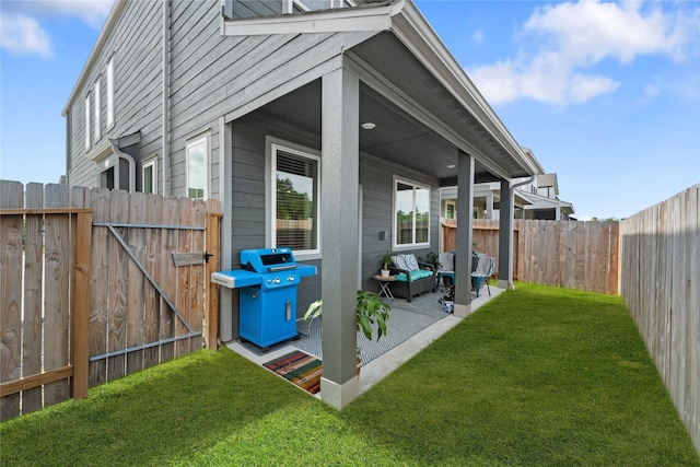 3125 Skyrock Dr, Houston, TX 77063 - view of yard featuring outdoor lounge area and a patio
