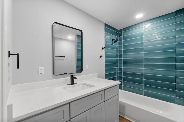 749 County Road 774, Buna, TX 77612 - full bath with vanity, shower / bathtub combination, and recessed lighting