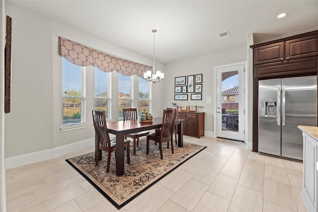 2410 Legends Way, Katy, TX 77493 - dining room featuring a chandelier, baseboards, and recessed lighting