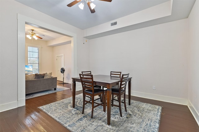 1809 31st St, Galveston, TX 77550 - dining area featuring ceiling fan, baseboards, and wood finished floors