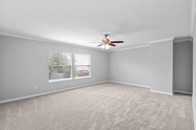 18222 Winding Timbers Ln, Humble, TX 77346 - carpeted empty room featuring ornamental molding, a ceiling fan, and baseboards