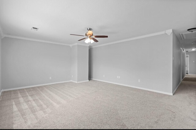 18222 Winding Timbers Ln, Humble, TX 77346 - carpeted empty room with attic access, ceiling fan, ornamental molding, and baseboards